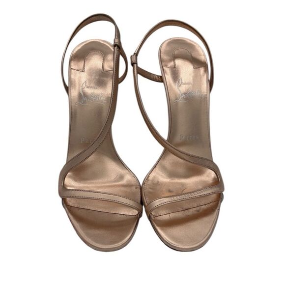 Christian Louboutin Rose Gold 100MM Spechhio Leather Heels Size 9.5/ EU 39.5 - Picture 3 of 15